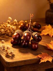 1 Set Artificial Acorn Set (With Cap) - DIY Mini Acorn Decorations; Realistic Acorns Suitable For Christmas Tree, Fireplace Mantel, Tabletop Centerpiece, Wreath, Garland, Vase Filler And Home Decor - Multicolor - View 1