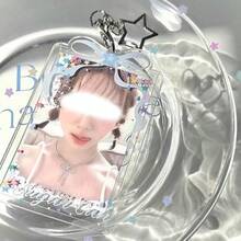 1个亚克力卡片夹，星形蝴蝶结设计，透明，可收纳3英寸卡片并保护卡片 - 彩色 - 查看 5