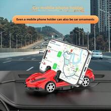 Cool Sports Car Design Car Phone Holder, Realistic Supercar Appearance With Dual Function As Ornament And Phone Stand; Base Supports 360° Full Rotation, Adjustable Horizontal/Vertical Screen And High/Low Viewing Angle, Navigation View Aligns With Road Surface For Safer Driving. Non-Slip Clip Securely Holds Various Phone Sizes, Preventing Slipping - A - View 1