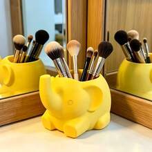 Cute Elephant Shaped Pen Holder Desktop Organizer, Multifunctional Pencil Holder Makeup Brush Storage Box, Cartoon Animal Desktop Decor Stationery Accessory, Suitable For Office, Home, School Scenes - Multicolor - View 8
