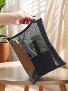 Colorful Striped Mesh Digital Bag, Charger Pattern, Charger Storage Bag, Data Cable Organizer Bag, Mesh Zipper Bag, Lightweight Cable Storage Bag, Multi-Functional Storage Bag, Store Data Cables, Chargers, Earphones, Travel Supplies, Keep Your Cables Organized, Compact And Portable, Suitable For School, Office, Travel, Perfect Birthday Gift, Party Gift, Back To School Gift - Multicolor - View 9