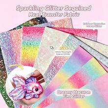 Glitter Perler Beads Iron-On Fabric Shiny Pink White Rainbow Gradient Leather Sequin Handmade DIY Material Tools - Multicolor - View 2