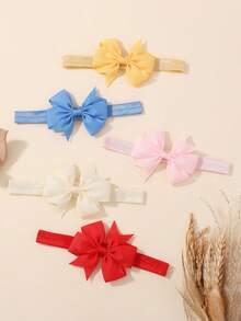 5pcs Candy Color Kids Bow Headbands, Minimalist Style Girls Fresh Hair Accessories - 彩色 - 查看 2