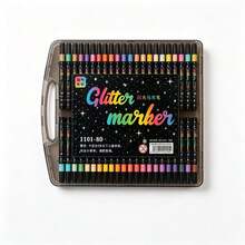 12/24/36/48/60/80 Colors Soft Tip Glitter Pens, Quick-Drying Ink, Fine Tip, Suitable For Scrapbooking, Card Making, Planner. This Soft Tip Glitter Pen Set Is An Ideal Choice For Artists And Crafters, Perfect For Back To School - Multicolor - View 8