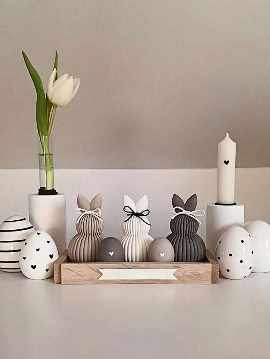 1pc Striped Rabbit Shaped Mold, Suitable For Home Easter Decor, Resin Casting, Gypsum, Candle, Easter Crafts, Easter Decorations