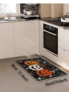 1/2pcs Halloween Kitchen Decor Rug, Halloween Pumpkin Kitchen Rug And Mat, Non-Slip Washable Absorbent Kitchen Accessory Decorative Mat - Multicolor - View 12