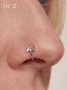 1pc S925 Sterling Silver Cute Open Bee Nose Ring - Gold Plated - Nose Ring/Nose Jewelry/Gold Nose Ring/Silver Nose Ring/Nose Ring/Cartilage Ring/Tragus Ring/Ear Cartilage Ring/Small Earring - Suitable For Daily Wear - Bee Nose Ring - View 5