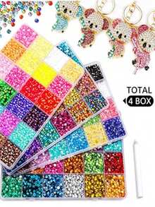3mm Mixed Color AB Resin Flat Back Rhinestone Jelly Rhinestone DIY Clothing Phone Rhinestone Set, Suitable For DIY Crafts Mother's Day Gift, 40 Colors Rhinestone Create Bright Bedroom Atmosphere, 40 Vibrant Colors - Multicolor - View 4