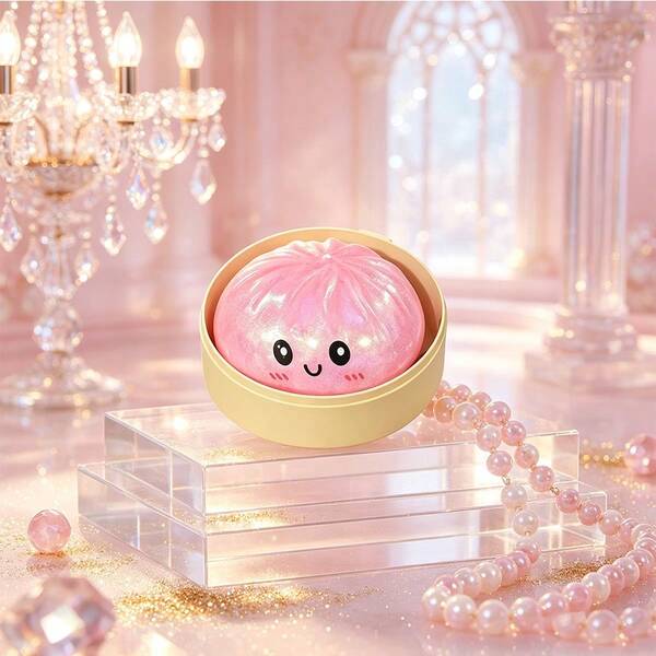 1pc Slow Rebound Soft Touch Healing Highly Attractive Glitter Bun Stress Relief Squeeze Toy, Soft And Bouncy Texture With Dreamy Glitter Finish, Popular Slow Rebound Stress Relief Item For Men, Women And Teenagers