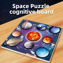 Wooden Children's Universe Eight Planets Solar System Planet Matching Puzzle Classification Cognitive Board Early Education Puzzle Toy Cognitive Solar System Eight Planets Puzzle Matching Board Desktop Game Interest Cultivation Ideal Gift - Multicolor - View 3