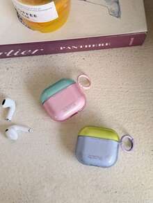 Contrast Color Translucent Purple & Green Earphone Case For AirPods Pro 3, 4th Gen Wireless Bluetooth Apple 1/2, Pro New 3rd Gen, Pro 2 Anti-Drop Protective Cover, Korean Style For Women - Baby Pink - View 10