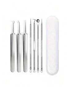 7/4pcs Acne Extractor Set - Stainless Steel Pore Cleaning Tools - Professional Acne Removal Kit, Suitable For All Skin Types (Includes Portable Storage Box) - Fragrance-Free Facial Care Tools - Multicolor - View 9