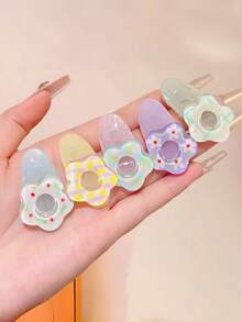20/10pcs Jelly Color Floral Print Y2K Hair Clips, Durable And Non-Damaging, Energetic Sweet Cute Hair Accessories-Suitable For Girls And Teenagers, Daily School, Vacation, - Multicolor - View 7