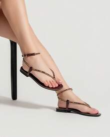 BERALLUTY Comfortable Women's Strappy Rhinestone Sandals New Arrival - 紅木色 - 查看 6