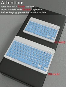 11-Inch 2025 (A16) Model 360° Rotating Protective Case With Detachable Wireless Bluetooth Keyboard, 150mAh Battery Capacity, Suitable For 11th/10th Gen Air 4/5/6/7 10.9-Inch (M2) 2024 (M3) Model, 10.2-Inch, With Wireless Keyboard And Stylus Holder, Auto Sleep/Wake - Navy Blue - Baby Blue - View 12