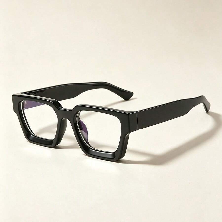 1 Pair Rectangular Personalized Exquisite Charming Plain Lens Glasses, Suitable For Reading, Office, Party, Fashion Item, Photography Accessory - Clear - View 1