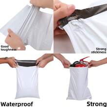 100pcs Thick Multifunctional Plastic Courier Bags, Waterproof Tear-Resistant Self-Sealing Mailing Bags, Multiple Sizes Reusable Logistics Packaging Bags, Suitable For Clothing Logistics And Storage, Suitable For School, Office, Transportation, Etc. - A-White - View 6