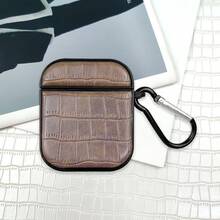 Compatible For AirPods 4 Pro 3 1/2/3 Coffee Brown Crocodile Pattern Oval Leather Strap With Hook - Coffee Brown - View 13