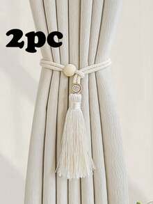 2pcs Tassel Rope Curtain Tiebacks, Bohemian Style, Simple & Elegant Design, Home & Office Wall Decor - Diamond Fringe Style - View 12