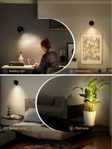 1pc/2pcs Rotating Night Light Wall Lamp, USB Powered, Rechargeable Battery, Magnetic Fixed LED Reading Light, Touch Adjustable Color Temperature And Brightness, Suitable For Bedroom Bedside, Cabinet, Living Room, Desk, Bar Decoration Display, Birthday, Christmas, Perfect Gift - Multi-color - View 6
