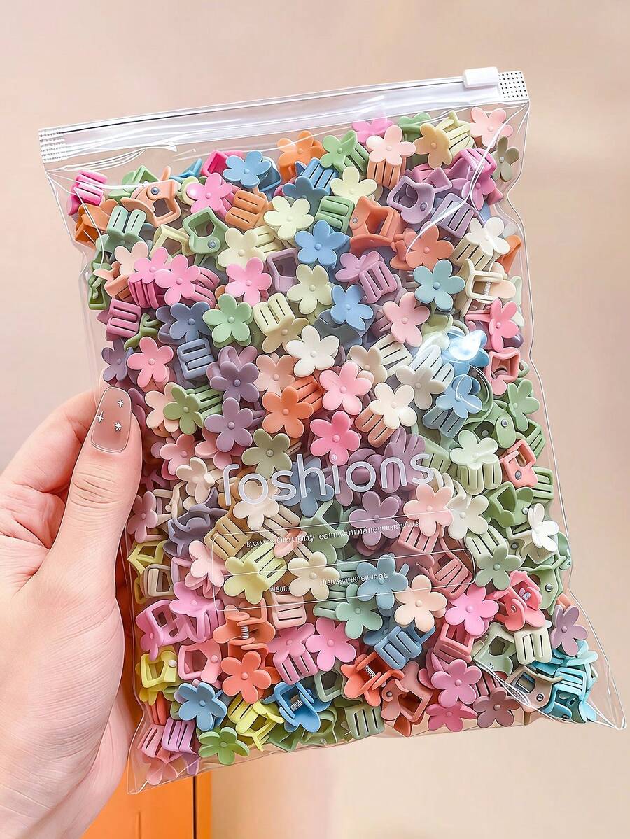 100/50/30pcs Morandi Color Small Flower Hair Clips, Durable Compact Non-Damaging Hair Accessories, Sweet Cute Hair Clips For Girls And Kids, Suitable For Daily Wear, School, Vacation, Party - Multicolor - View 1