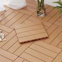 DIY Interlocking Deck Tiles Outdoor Patio Flooring Plastic Balcony Floor - Wood Grain Coffee Base - View 5