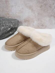 Autumn/Winter New Thick Sole Thermal Lined Snow Boots, Soft Bottom Anti-Slip Warm Winter Shoes, Commute And Outdoor Wear 2-In-1 Style - Light Grey - View 2