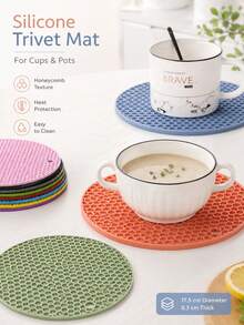 Silicone Heat Resistant Placemat | Kitchen Heat Insulation Pad, Silicone Pot Mat Suitable For Kitchen Countertops, Dining Tables, Hot Pots And Cookware, Easy To Clean And Dry, Multi-Purpose Heat Insulation Pad/Pot Mat, Suitable For Hot Dishes, Outdoor Picnics And Barbecues - View 3