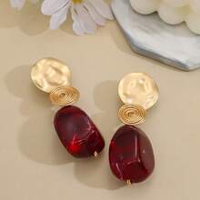 Vintage Spiral Metal Wrapped Texture Disc Drop Earrings, Western Style - Multicolor - View 6