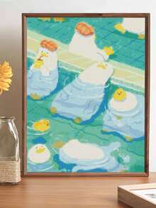 1 Set Frameless DIY Diamond Painting Kit - Bath Duck, Cross Stitch Diamond Art, Diamond Painting Craft For Wall Decor, Surprise Gift, Birthday And Other Holiday Gift - A - View 3