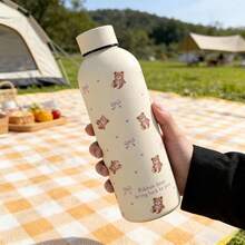1pc Cream Teddy Bear Bow Print Handheld Ice Tumbler 304 Stainless Steel Double Wall Vacuum Insulated Cup Long-Lasting Cold & Hot Retention Large Capacity Water Cup Soft Cute INS Girl Style Portable Car Travel Cup For Students Office Workers Commuting Outdoor Fitness Home Coffee Water Cup Gift For Best Friend Girlfriend Birthday Thoughtful Practical Gift Autumn Travel Essential Christmas Gift College Must-Have Birthday - Multicolor - View 6