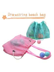 1pc Outdoor Beach Bag, Used For Storing Beach Toys, Large Capacity Mesh Bag, Suitable For Playing In Sand - Beach Bag - View 4