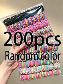 50/200/500 pezzi - Nuovi elastici per capelli sottili in colori misti casuali, fasce di gomma per acconciature e trecce per ragazze, accessori per capelli alla moda e versatili - Multicolore - Visualizzare 8