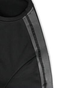 Spring/Autumn Men's Black Crew Neck Sweatshirt And Jogger Pants Set With Side Woven Tape, Casual Sports 2 Pieces Set - Dark Grey - View 5