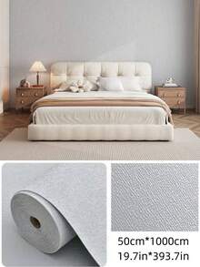 1 Roll Self-Adhesive Linen Wallpaper, Solid Color 3D Textured Wall Sticker, Removable Wall Covering, Contact Paper, Peel And Stick, Easy To Install, Perfect For Home Renovation, Home Decor, Room Decoration, Room Arrangement, Wall Decoration And Wall Arrangement - 1PC - View 19