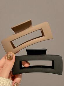 1pc/2pcs/3pcs/4pcs Minimalist Matte Texture Square Large Hair Claw Clip For Thick Hair, Suitable For Half-Up And Updo Hairstyles - Multicolor - View 14