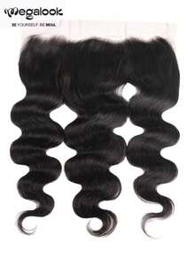 MEGALOOK Ekstensi Rambut Manusia Asli 100% dengan Penutup Depan Renda 13x4, Gelombang Tubuh, Bagian Bebas, Lembut, Panjang 8-20 Inci, Warna Alami, Belum Diproses, Rambut Perawan Brasil, Belum Dicabut, untuk Wanita - SNatural - View 2