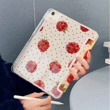 1pc Raspberry Polka Dot Y-Fold Tablet Case With Pen Slot & Auto Sleep/Wake Protective Cover, Compatible With IPad PRO/AIR, Compatible With SAMSUNG,Compatible With XIAOMI Pad 5/6/21,Compatible With Oppo Pad,Compatible With Huawei Matepad,Compatible With Honor Pad - Multicolor - View 3