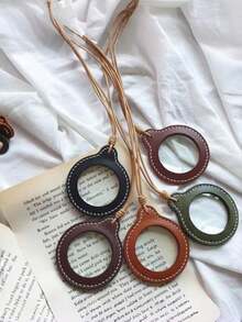 1pc Adjustable Halter Solid Color Leather Magnifier Protective Case, High Magnification Portable Magnifier Protective Case For Elderly - Multicolor - View 6