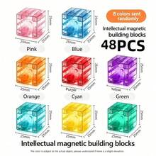 Bloques Magnéticos Transparentes de 2.5CM Cubo Sensorial STEM, Adecuado para Niños, Mis Bloques de Rompecabezas Magnéticos, Halloween... Juego de Bloques Magnéticos - Cubo Sensorial STEM 3D Mis Bloques de Rompecabezas Magnéticos Estilo de Color Aleatorio - Multicolor - Ver 10
