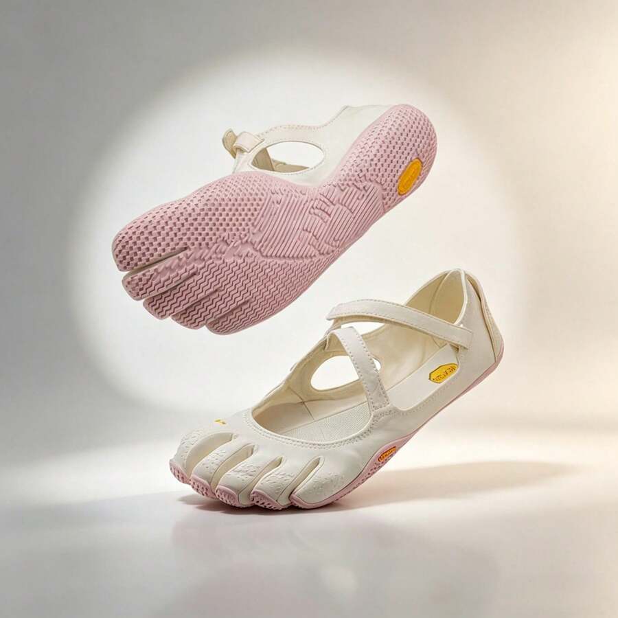 Indoor Anti Slip Five Finger Shoes For Women, Flexible Wide Toe Box Pilates Dance Sneakers, Comfort Mary Jane Strap Barefoot Shoes For Yoga Studio Hom - White - View 1