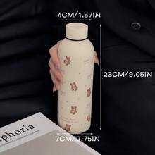1pc Cream Teddy Bear Bow Print Handheld Ice Tumbler 304 Stainless Steel Double Wall Vacuum Insulated Cup Long-Lasting Cold & Hot Retention Large Capacity Water Cup Soft Cute INS Girl Style Portable Car Travel Cup For Students Office Workers Commuting Outdoor Fitness Home Coffee Water Cup Gift For Best Friend Girlfriend Birthday Thoughtful Practical Gift Autumn Travel Essential Christmas Gift College Must-Have Birthday - Multicolor - View 9