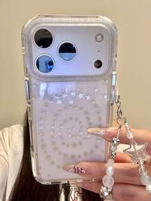 Niche Ins Transparent Star Vortex Phone Case Compatible With Apple 16/17 Pro Max/ 15 Pro/14/13, Full Coverage Anti-Drop Protective Cover For Women - Clear - View 1