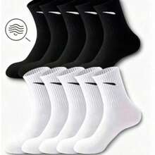 1/5/10/20 Pairs Men/Women/Sports Breathable Mid-Calf Casual Socks, Deodorizing Moisture-Wicking White Socks, Black Socks, Suitable For All-Season Daily Wear And Outdoor Sports - Multicolor - View 2