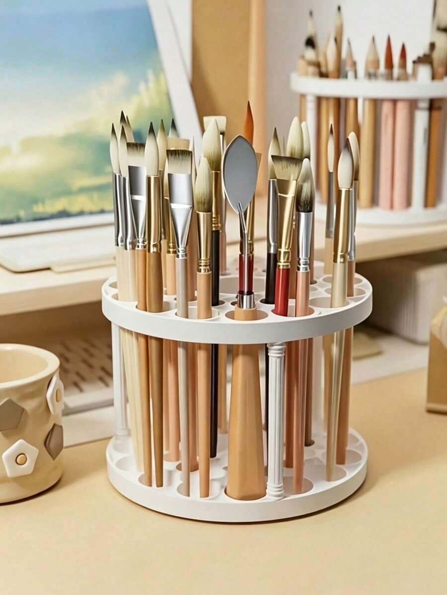 Desktop Cosmetic Storage Rack, Lipstick & Makeup Brush Organizer, Vanity Storage Box, Multi-Function Pen Holder, Back To School Gift - Makeup Brush Storage Rack - View 1
