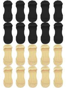 chuanwa（2） 1/5/10 Pairs Women Invisible No Show Non Slip Silicone Gel Bottom Thin Breathable Liner Socks Low Cut Hidden Boat Socks - Multicolor - View 15