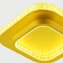Luminária de Teto Plafon LED Slim Luminária de teto quadrada luminária de parede Luz Tricolor 3 Temperaturas Luminária de Teto Ultra Fina para Sala Quarto Cozinha Banheiro Corredor Design Moderno Economia de Energia Alta Luminosidade Fácil Instalação - Dourado - Visão 3