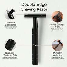 Matte Black Double Edge Razor, Unisex, Reusable, Suitable For Home And Travel. - Safety Razor - View 3