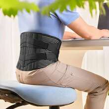Unisex Waist Back Support Belt, Breathable Shoulder Straps Anti-Slip Waist Support, Waist Shaping Device, Provides Lumbar Support For Disc Herniation, Suitable For Weightlifting, Outdoor Activities, Home And Work - Black - View 13