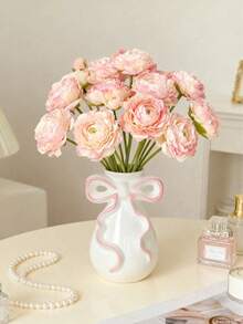 1件粉色與白色蝴蝶結極簡高端花瓶，適合室內裝飾，客廳、書房、餐廳、辦公室，工藝精湛 - 1PC - 查看 4